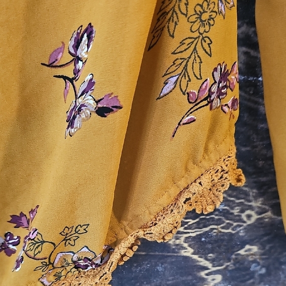 Jolt Gold Long Sleeve Tie Front Blouse - Picture 3 of 4